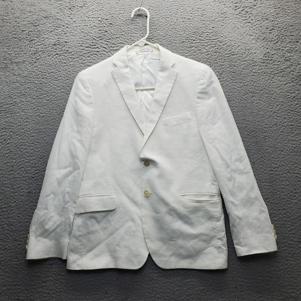 Lauren Ralph Lauren 2 Piece Suit Boys 14R White Linen Single Breasted Classic
